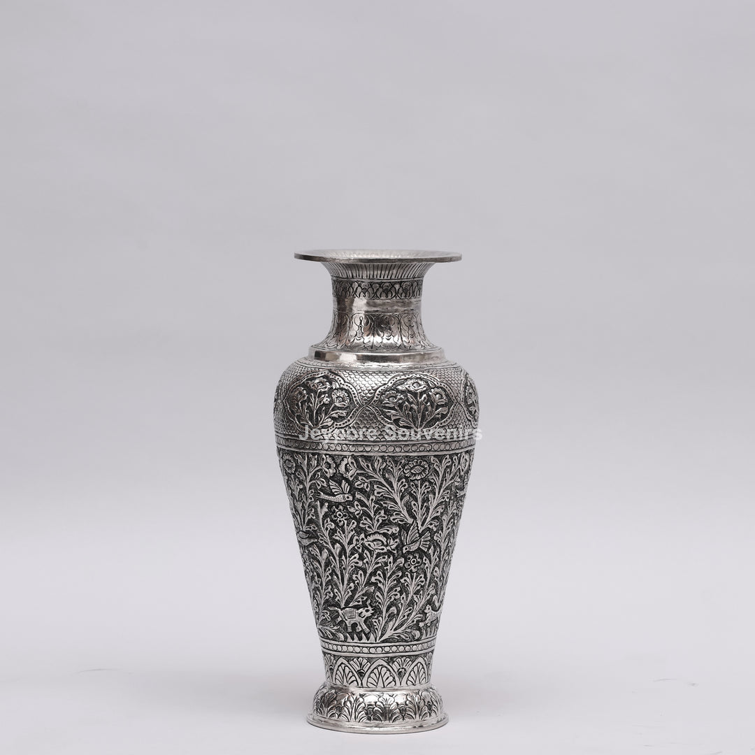Handcrafted Oxidised Copper Silver Polished Flower Vase