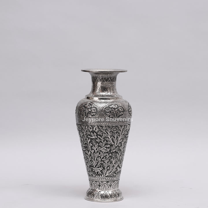Handcrafted Oxidised Copper Silver Polished Flower Vase