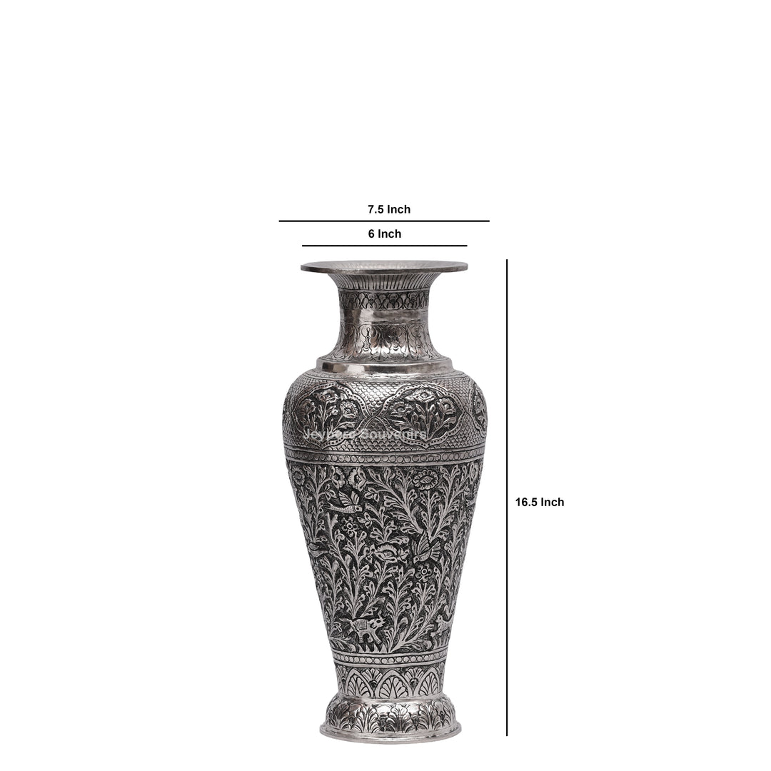 Handcrafted Oxidised Copper Silver Polished Flower Vase