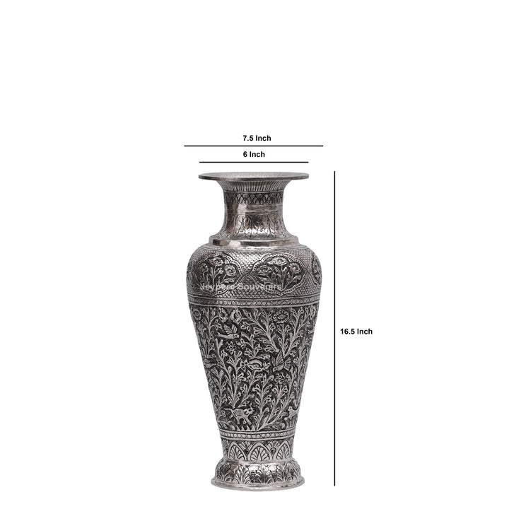 Handcrafted Oxidised Copper Silver Polished Flower Vase