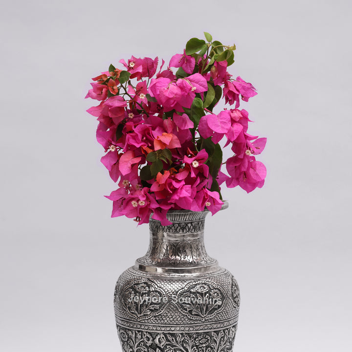Handcrafted Oxidised Copper Silver Polished Flower Vase