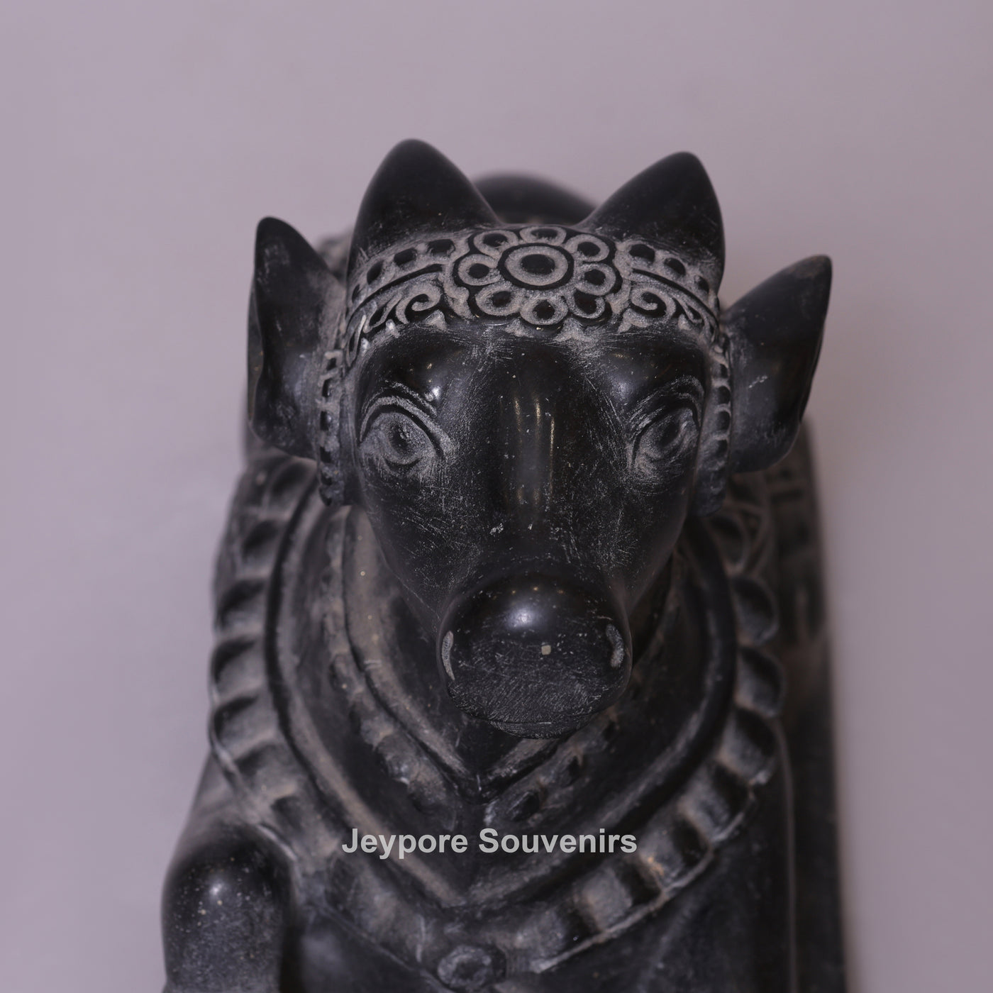 11" Black Marble Shiva Devotee Nandi (Bull) Idol