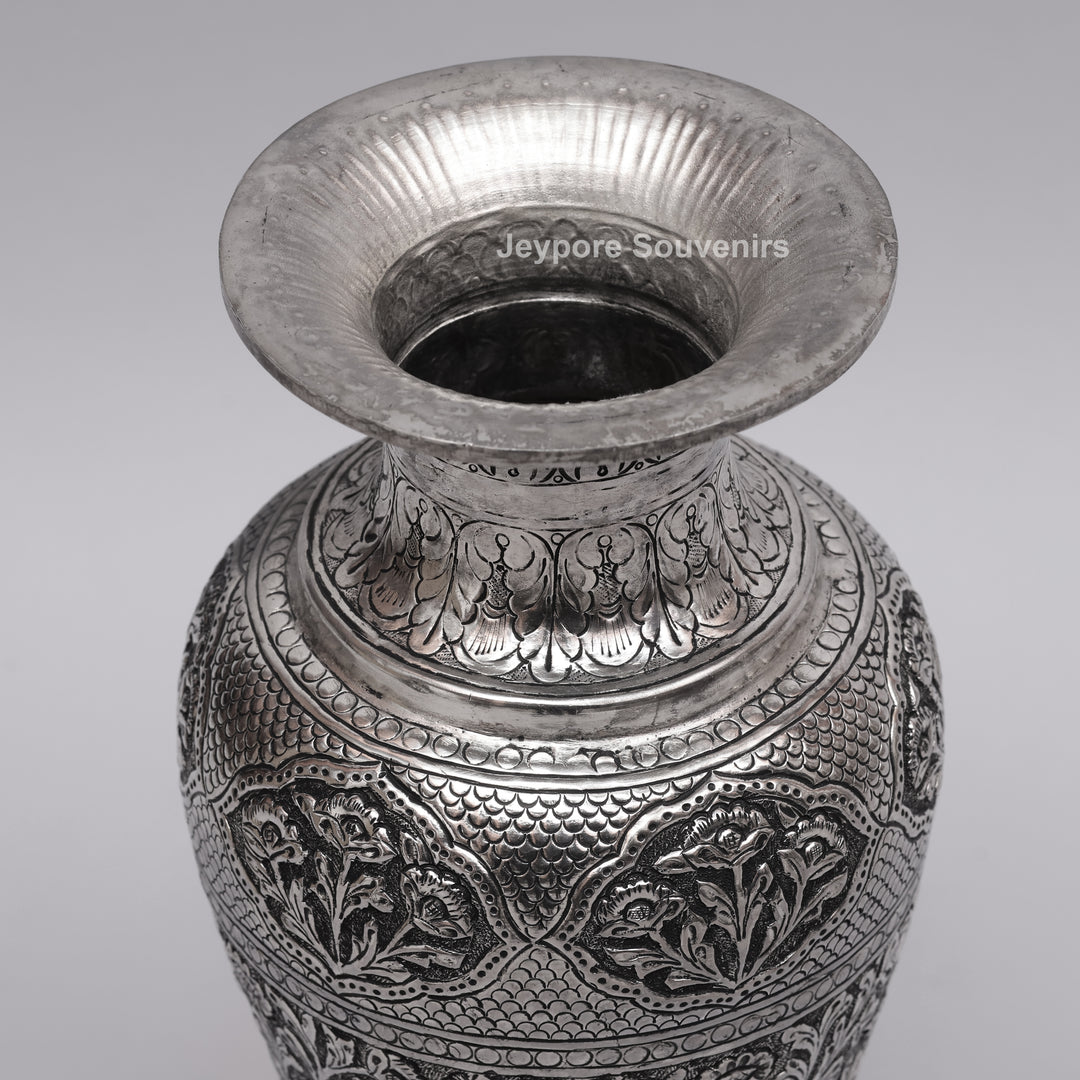 Handcrafted Oxidised Copper Silver Polished Flower Vase