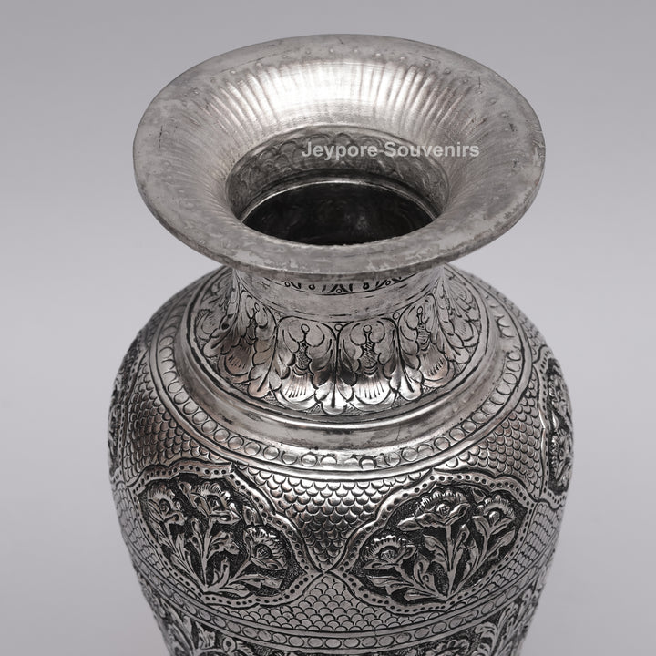 Handcrafted Oxidised Copper Silver Polished Flower Vase