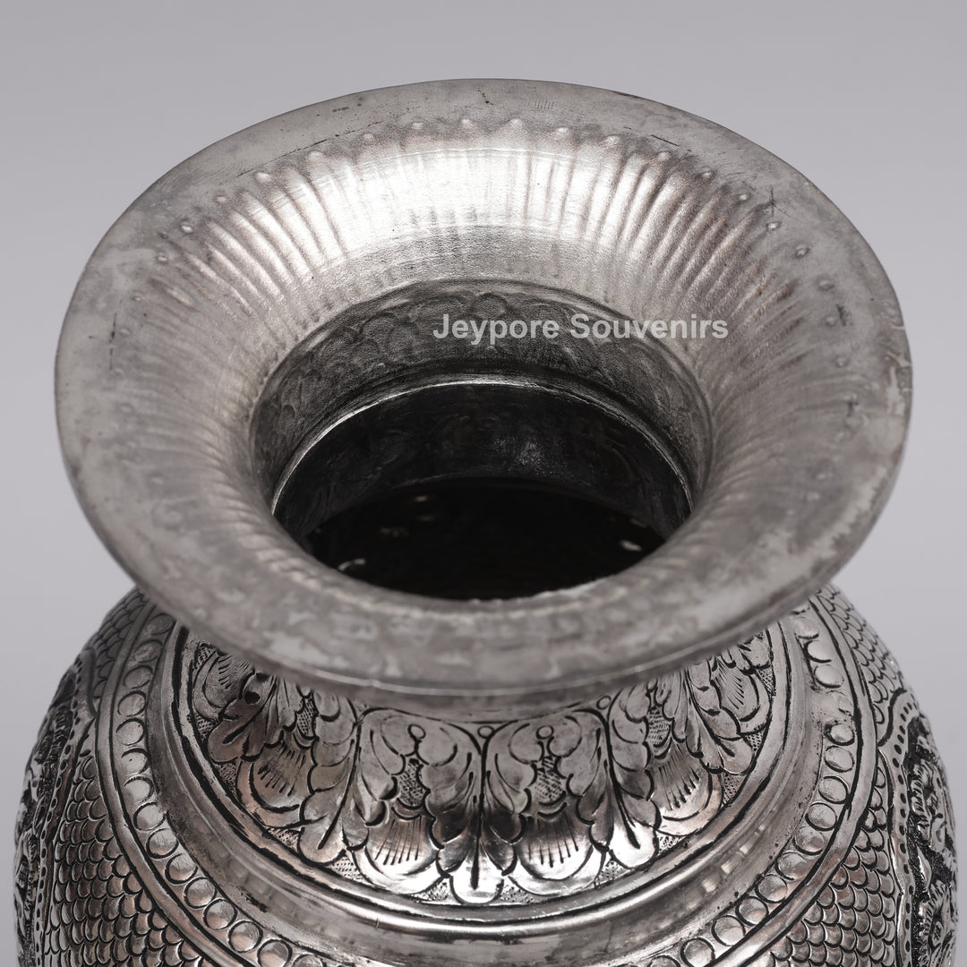 Handcrafted Oxidised Copper Silver Polished Flower Vase