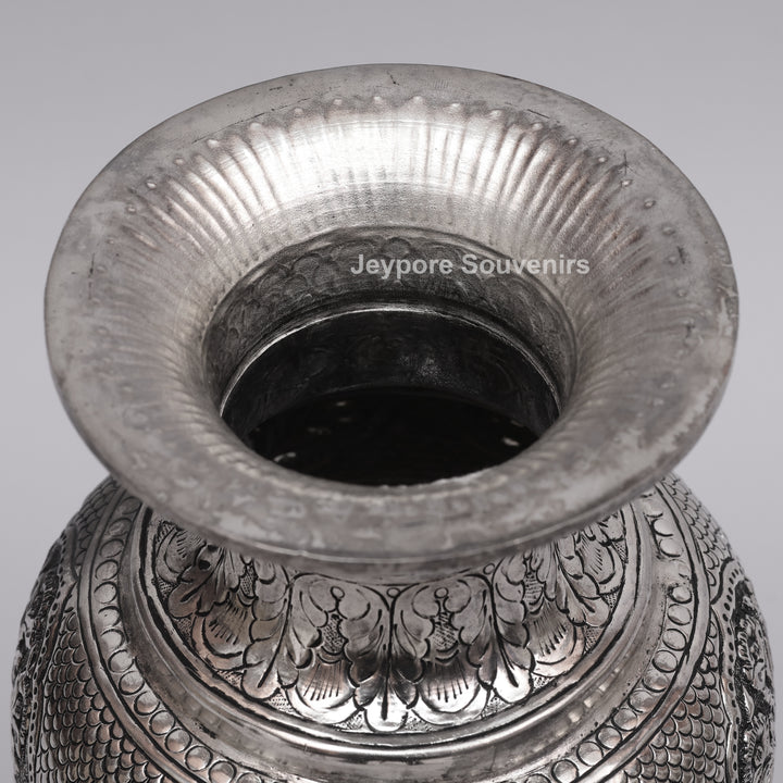 Handcrafted Oxidised Copper Silver Polished Flower Vase