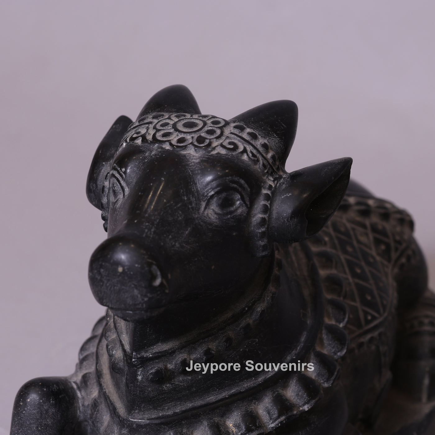 11" Black Marble Shiva Devotee Nandi (Bull) Idol
