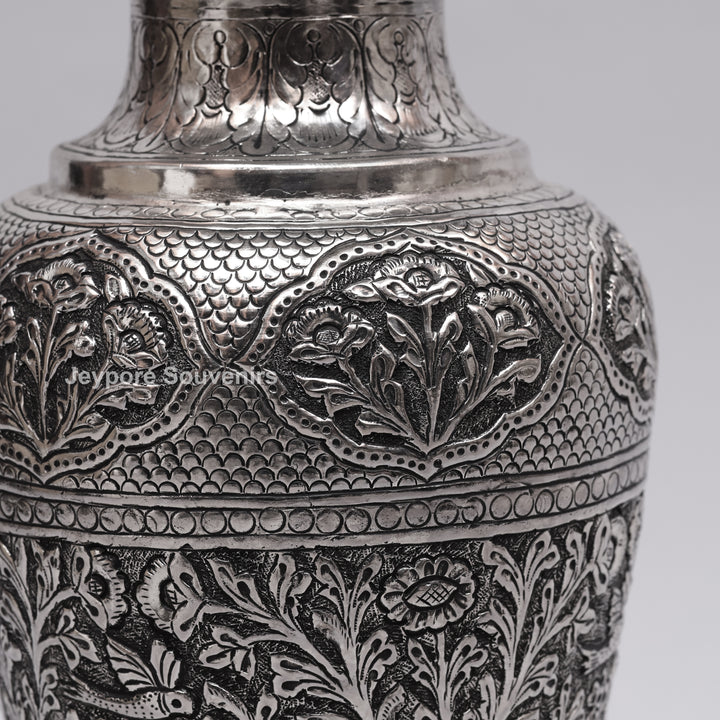 Handcrafted Oxidised Copper Silver Polished Flower Vase