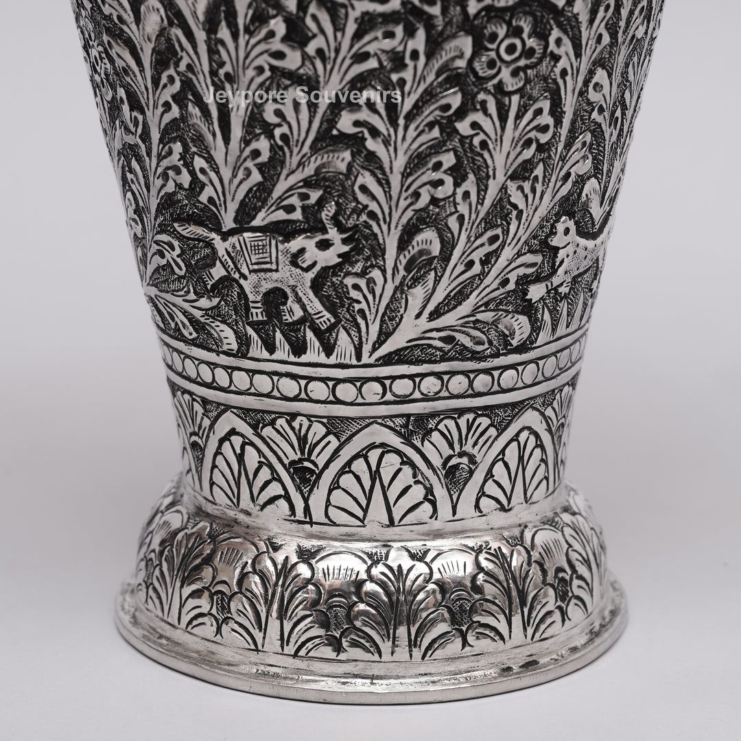Handcrafted Oxidised Copper Silver Polished Flower Vase