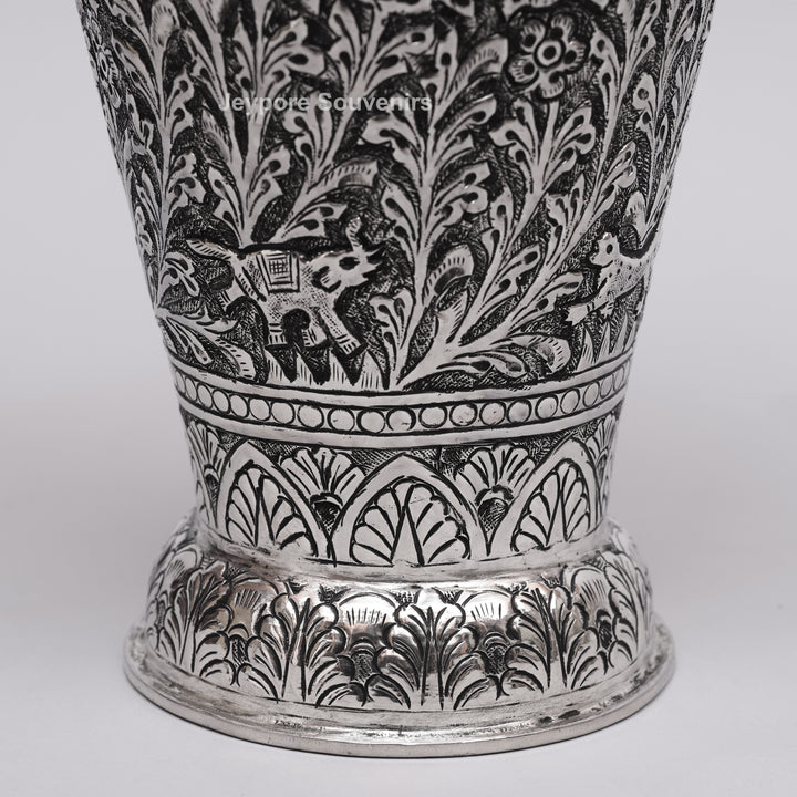 Handcrafted Oxidised Copper Silver Polished Flower Vase