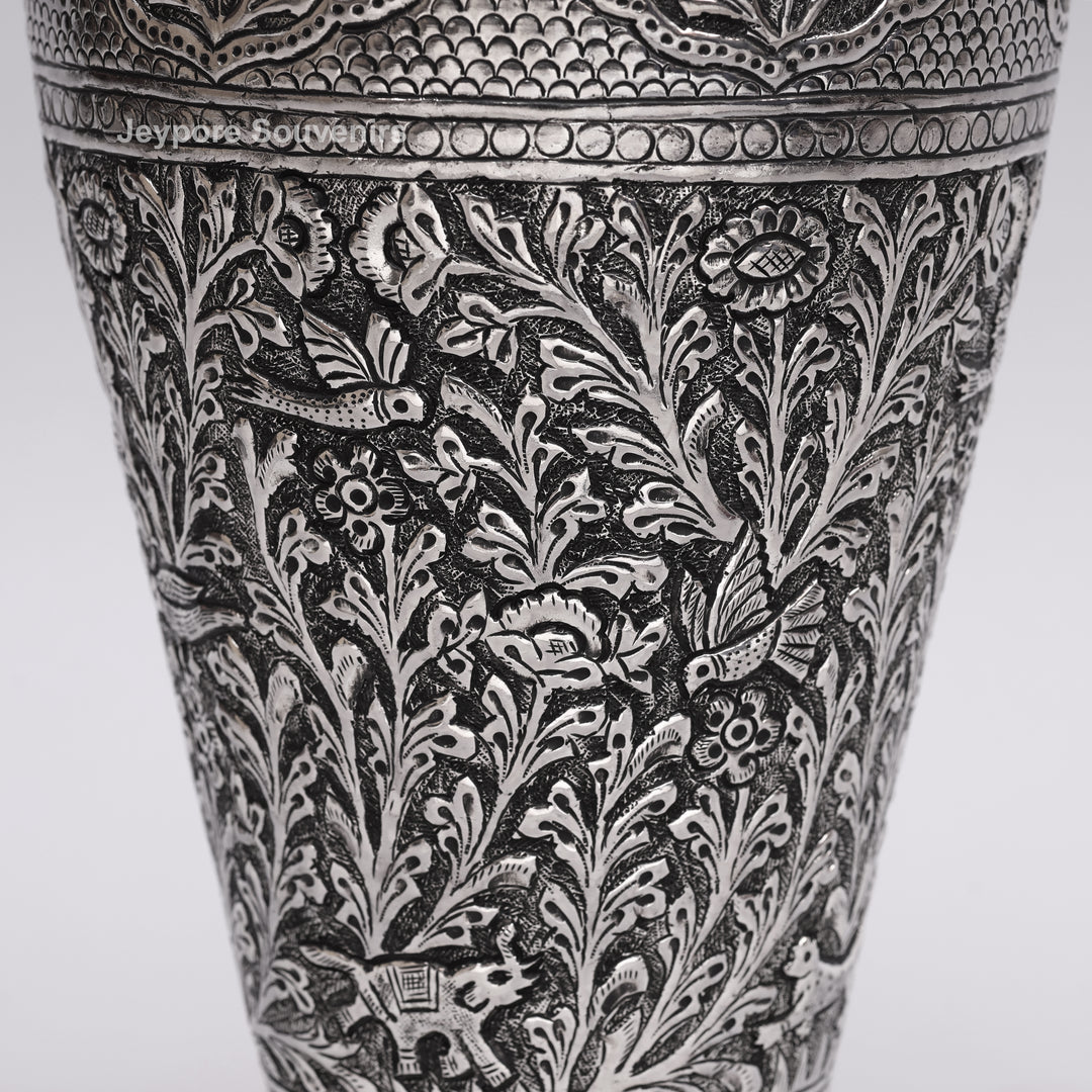 Handcrafted Oxidised Copper Silver Polished Flower Vase