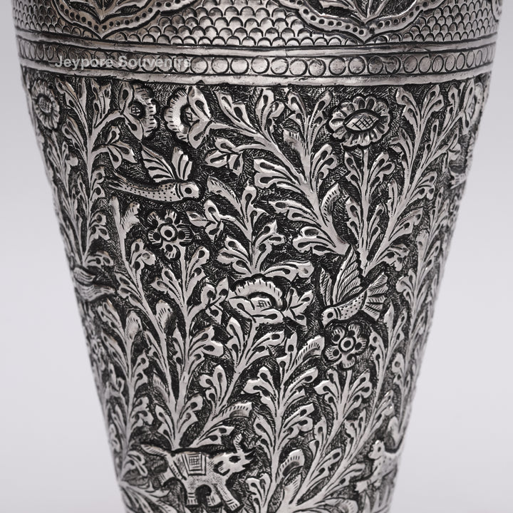 Handcrafted Oxidised Copper Silver Polished Flower Vase
