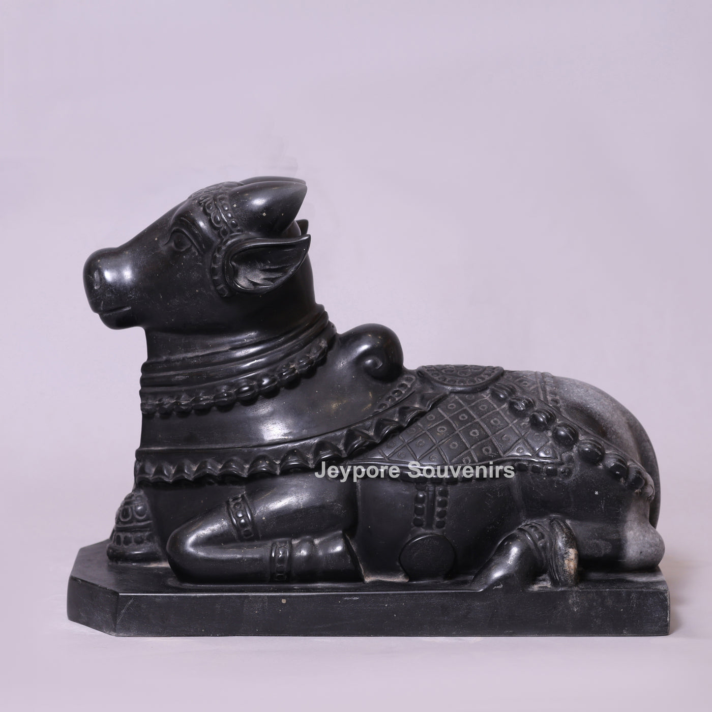 20" Handcrafted Black Marble Nandi Statue