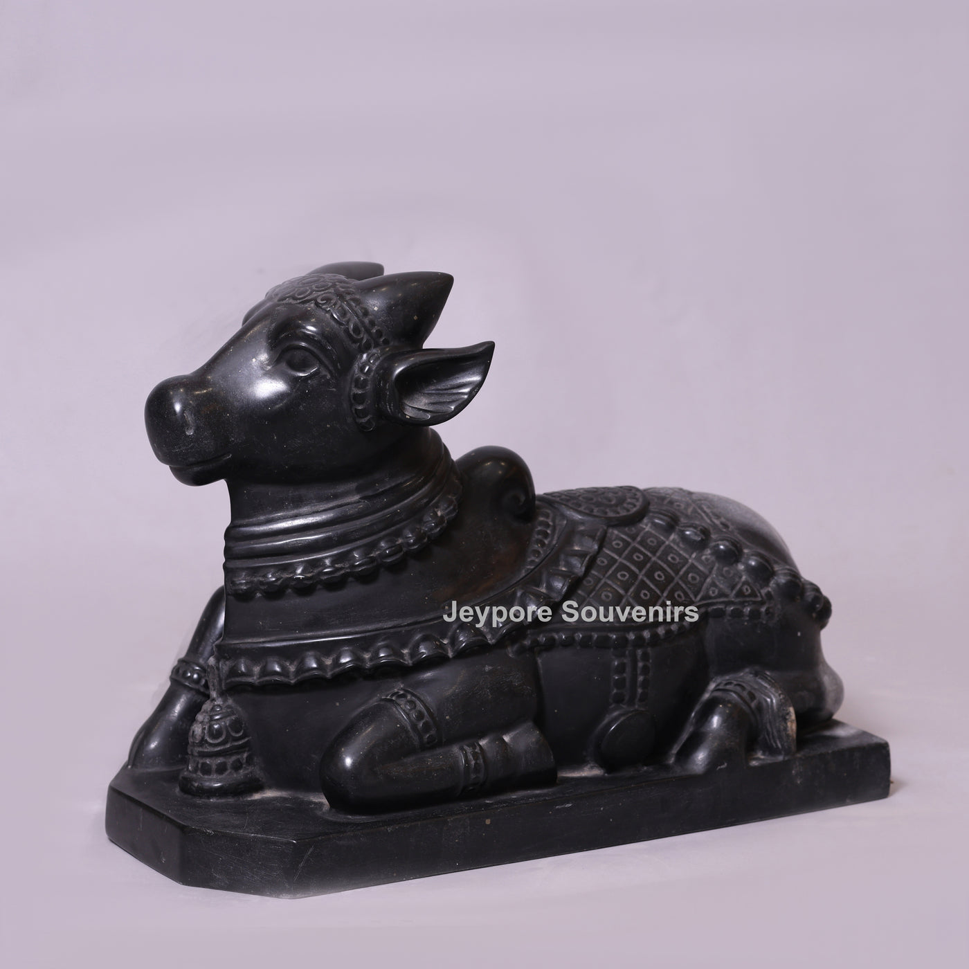 20" Handcrafted Black Marble Nandi Statue