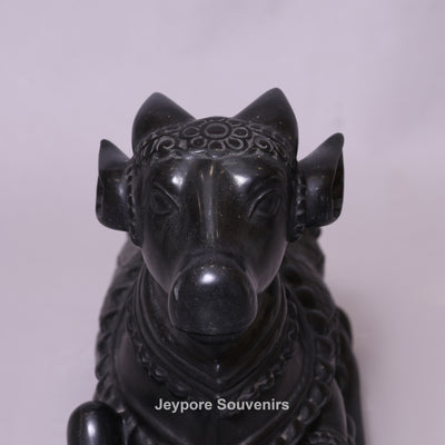 20" Handcrafted Black Marble Nandi Statue