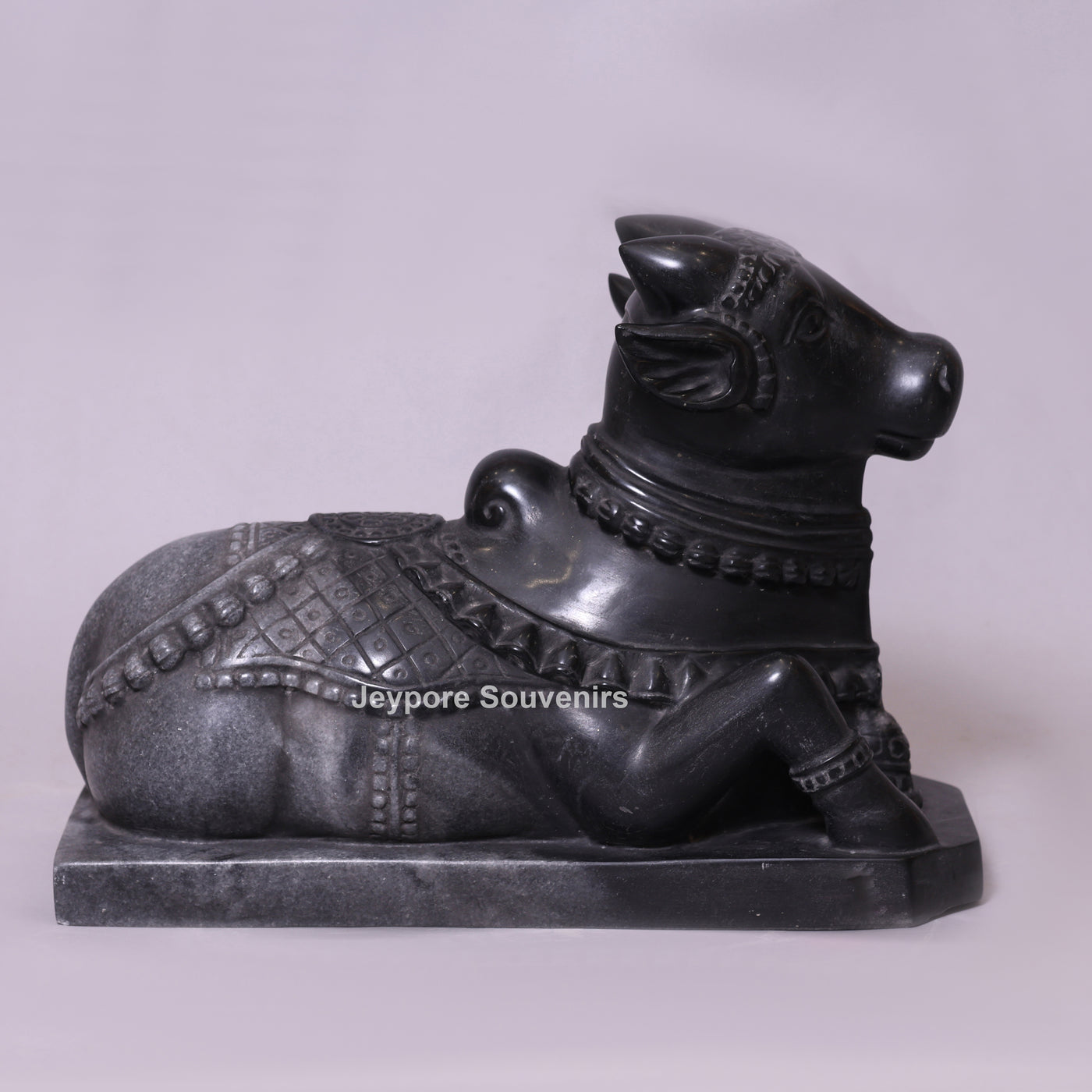 20" Handcrafted Black Marble Nandi Statue