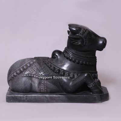 20" Handcrafted Black Marble Nandi Statue