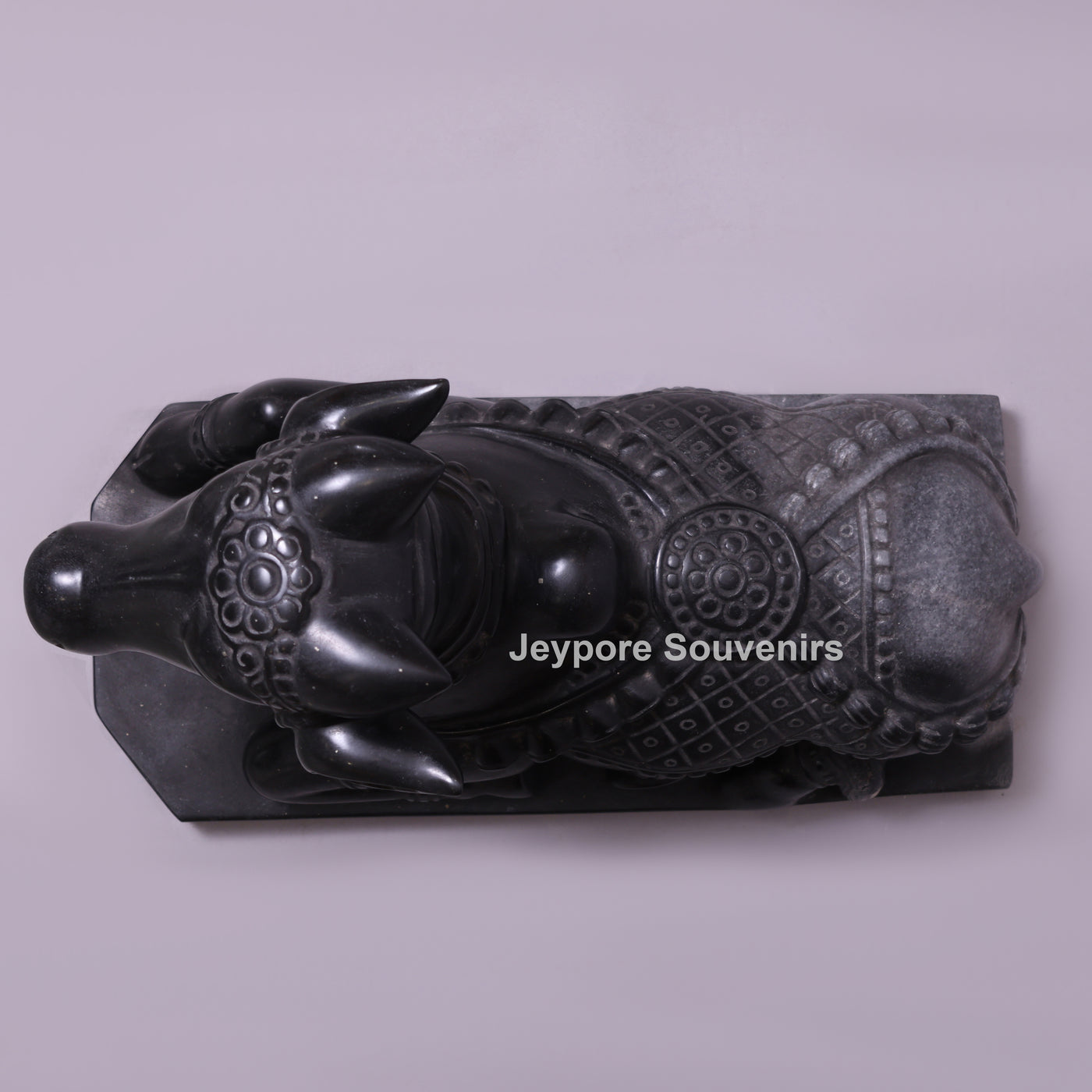 20" Handcrafted Black Marble Nandi Statue