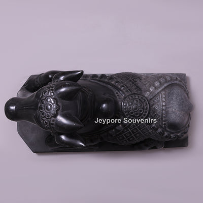 20" Handcrafted Black Marble Nandi Statue