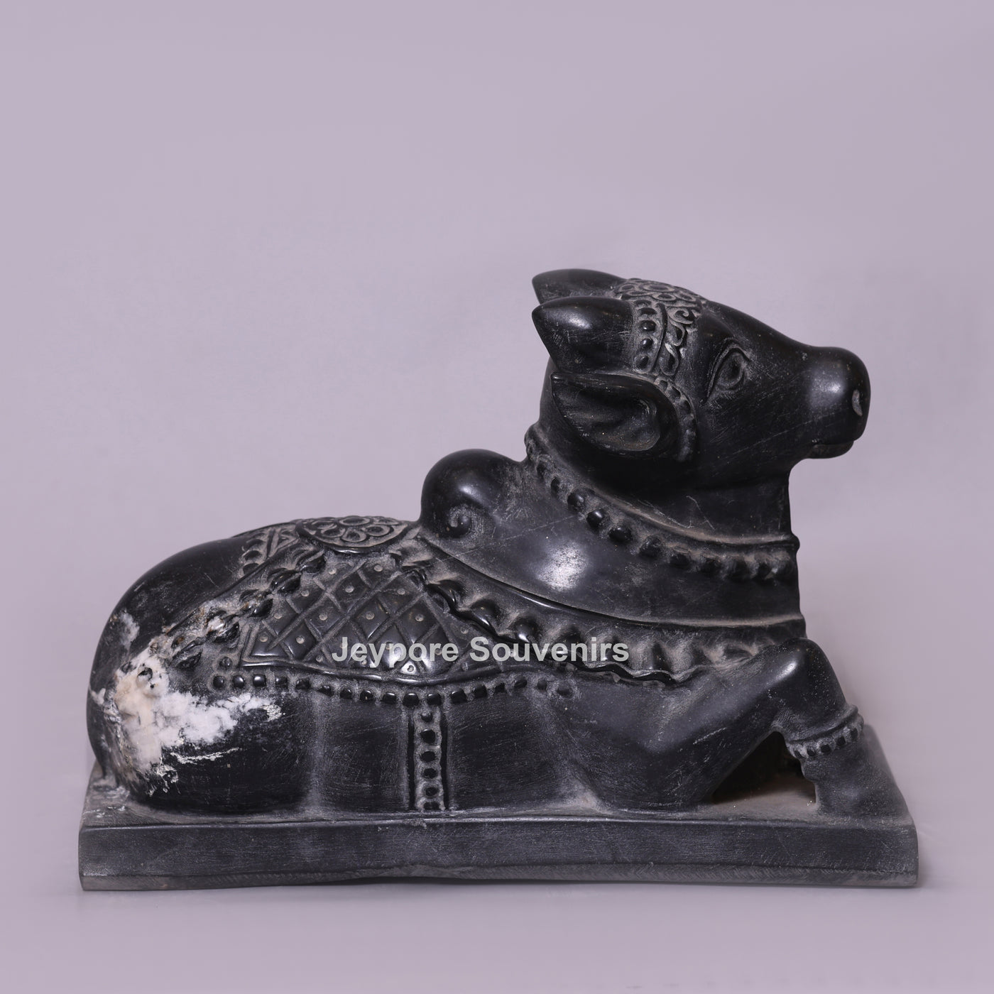 20" Handcrafted Black Marble Nandi Statue