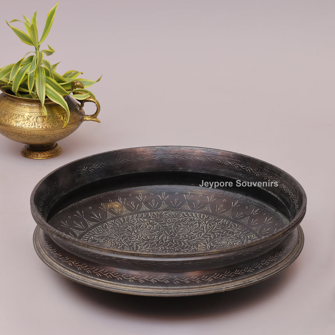 Handcrafted Antique Brass Urli Bowl with Ethnic Engraving