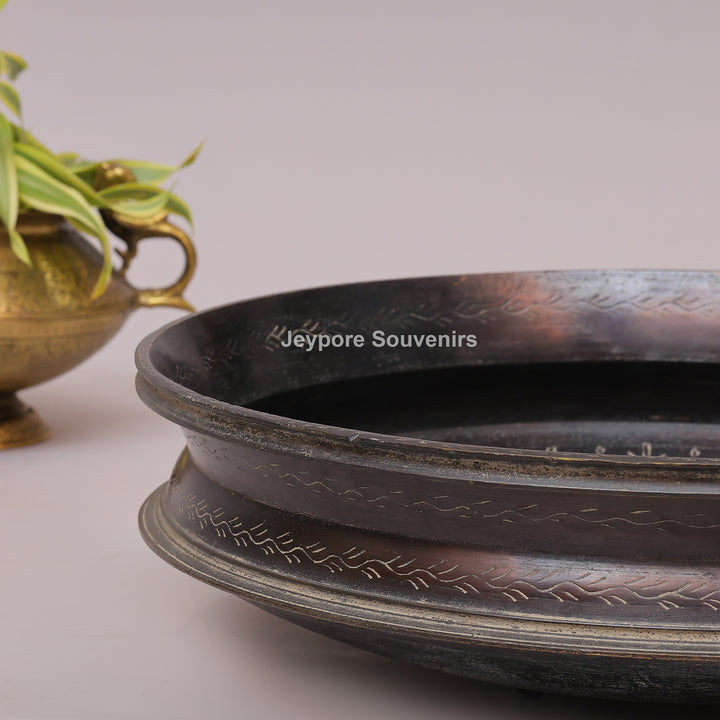 Handcrafted Antique Brass Urli Bowl with Ethnic Engraving