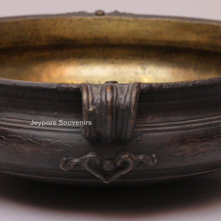 Antique Handcrafted Brass Urli Bowl with Side Handles