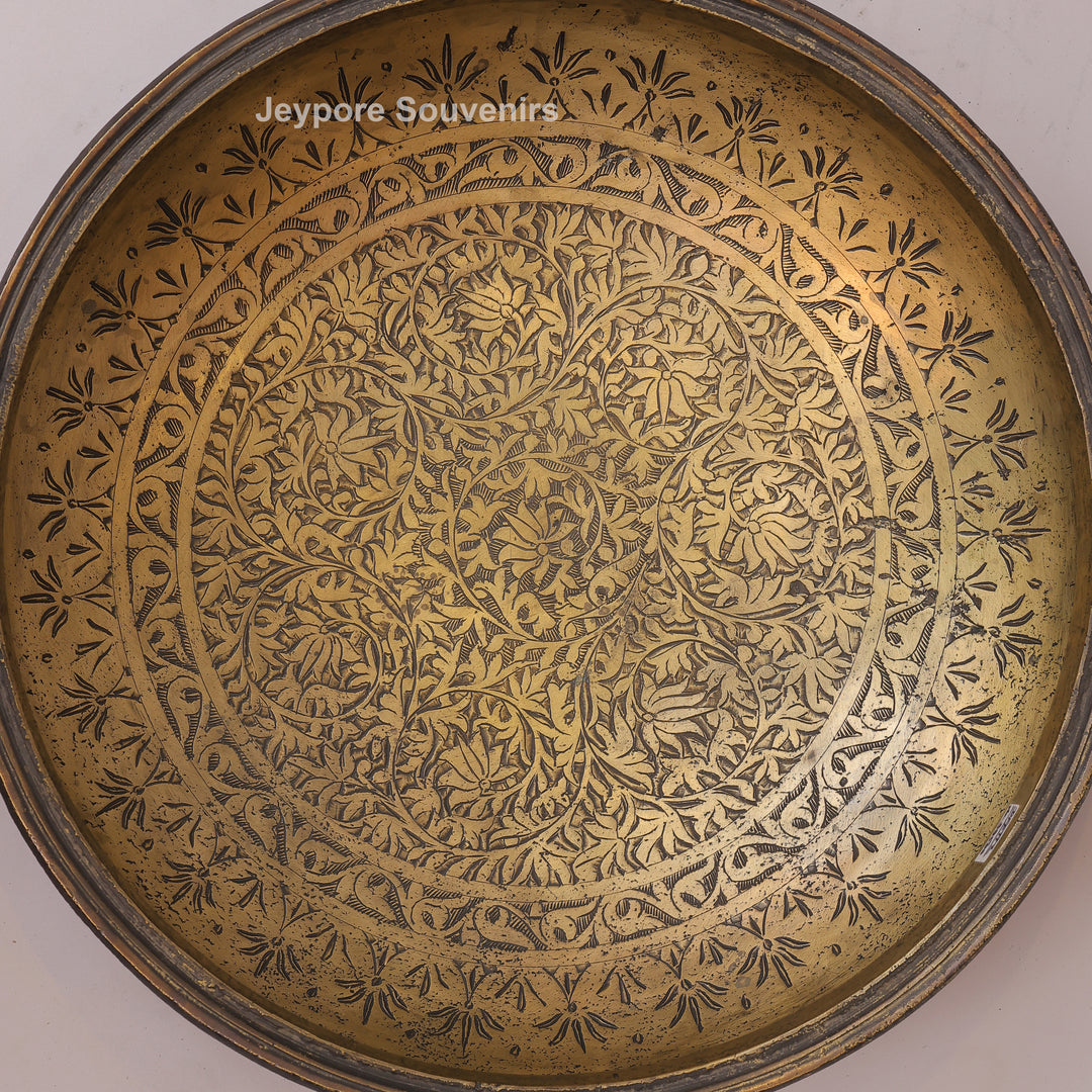 Antique Handcrafted Brass Urli Bowl with Side Handles