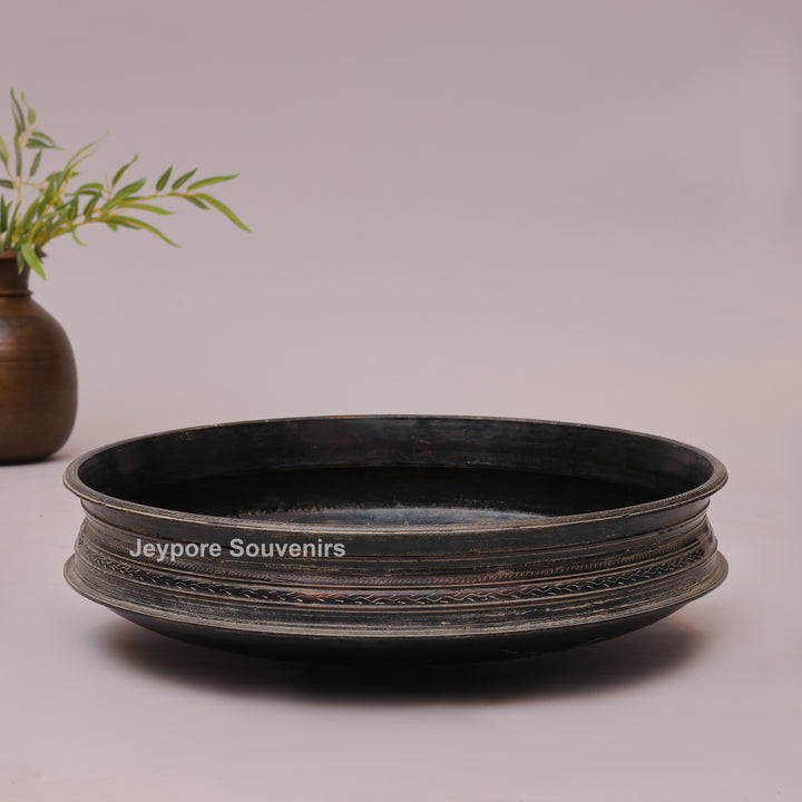 Handcrafted Antique Finish Dark Brass urli Bowl with Side Handles