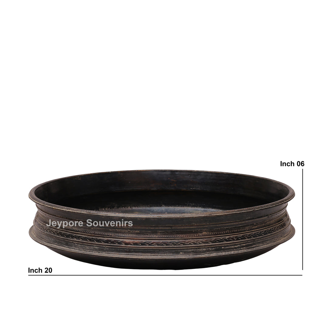 Handcrafted Antique Finish Dark Brass urli Bowl with Side Handles