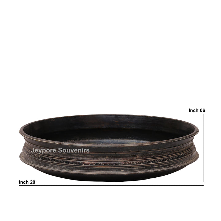 Handcrafted Antique Finish Dark Brass urli Bowl with Side Handles