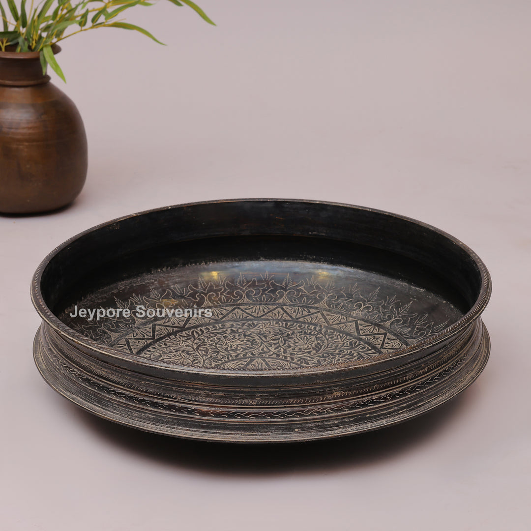Handcrafted Antique Finish Dark Brass urli Bowl with Side Handles