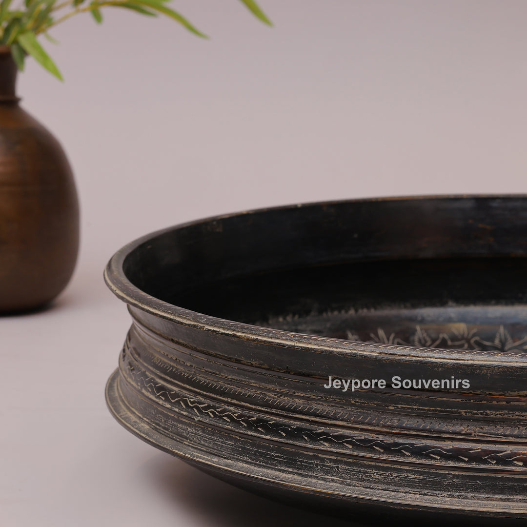 Handcrafted Antique Finish Dark Brass urli Bowl with Side Handles