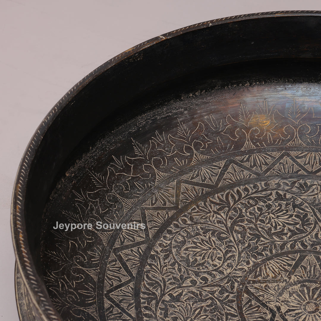Handcrafted Antique Finish Dark Brass urli Bowl with Side Handles