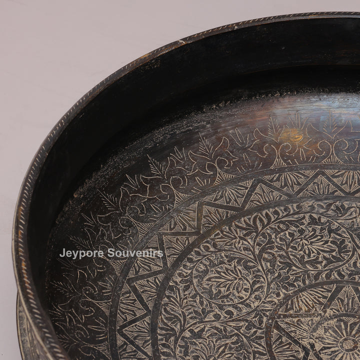 Handcrafted Antique Finish Dark Brass urli Bowl with Side Handles