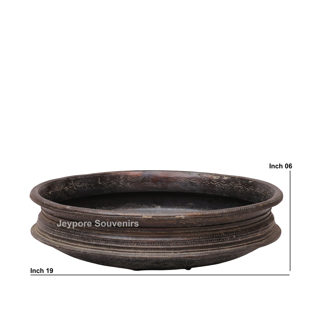 Handcrafted Dark Brass Urli Bowl with Side Handles