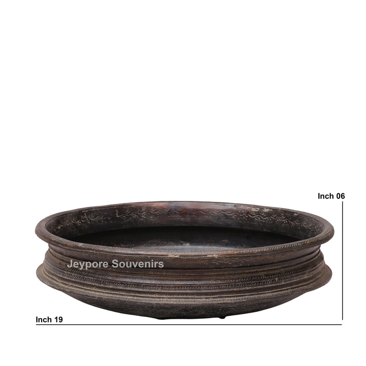Handcrafted Dark Brass Urli Bowl with Side Handles