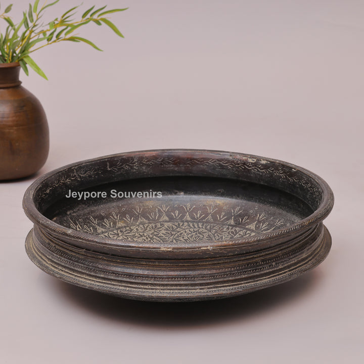 Handcrafted Dark Brass Urli Bowl with Side Handles