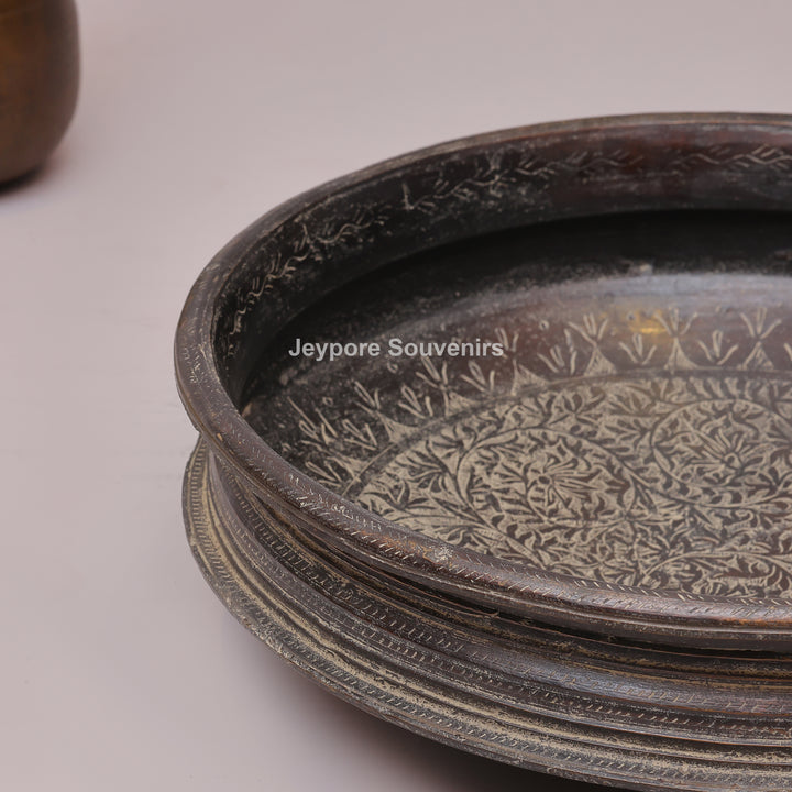 Handcrafted Dark Brass Urli Bowl with Side Handles