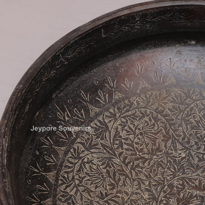Handcrafted Dark Brass Urli Bowl with Side Handles