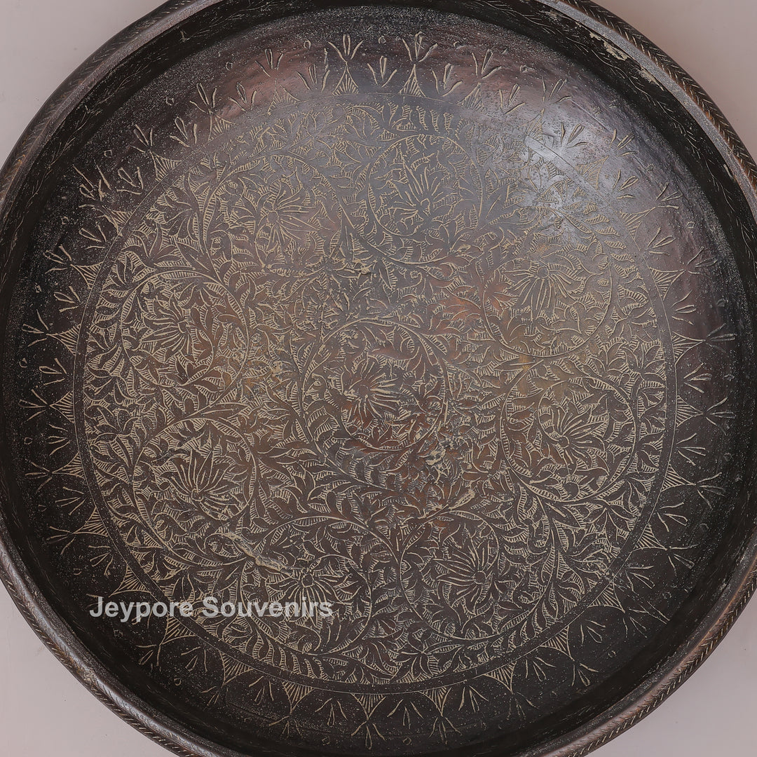 Handcrafted Dark Brass Urli Bowl with Side Handles