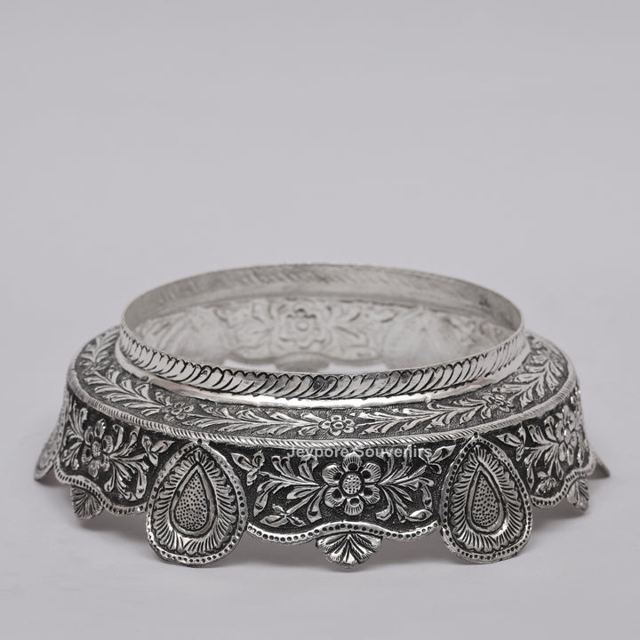 Handcrafted Silver Polished Peacock Lid Decorative Vase