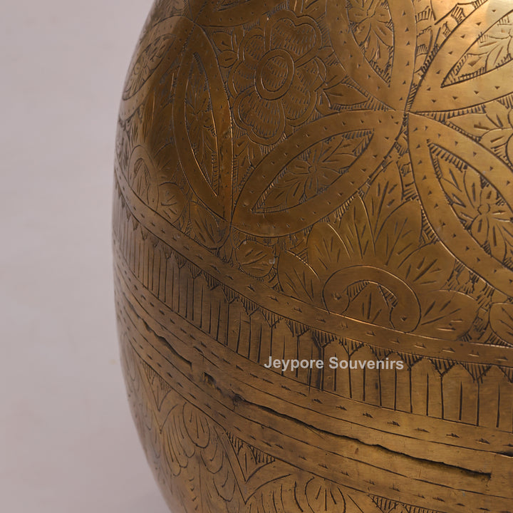 Large Handcrafted Brass Pot with Ring Handles