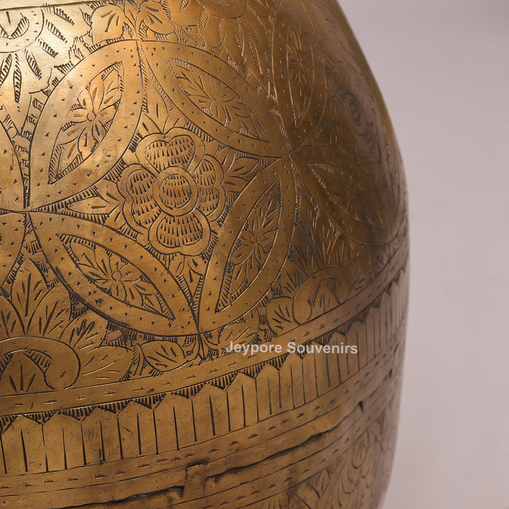 Large Handcrafted Brass Pot with Ring Handles