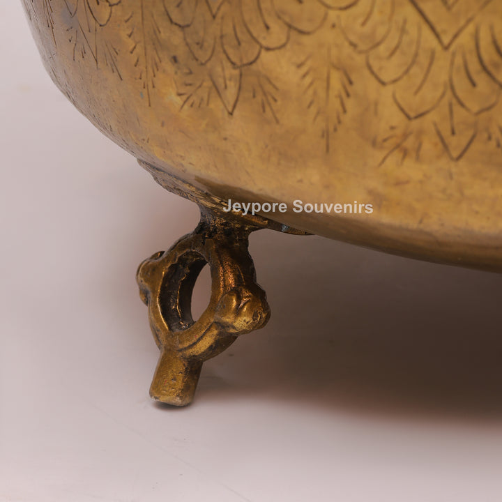 Large Handcrafted Brass Pot with Ring Handles