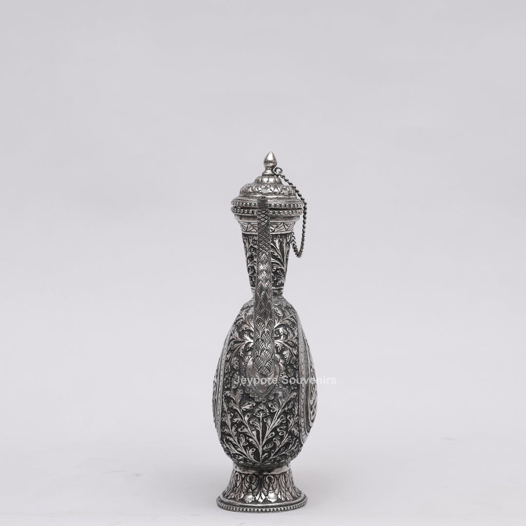 Antique German Silver Hand-Engraved Aftaba Showpiece with Arabic Calligraphy