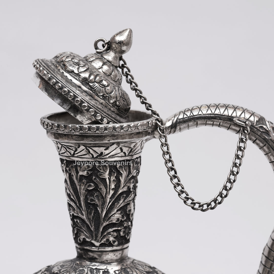 Antique German Silver Hand-Engraved Aftaba Showpiece with Arabic Calligraphy