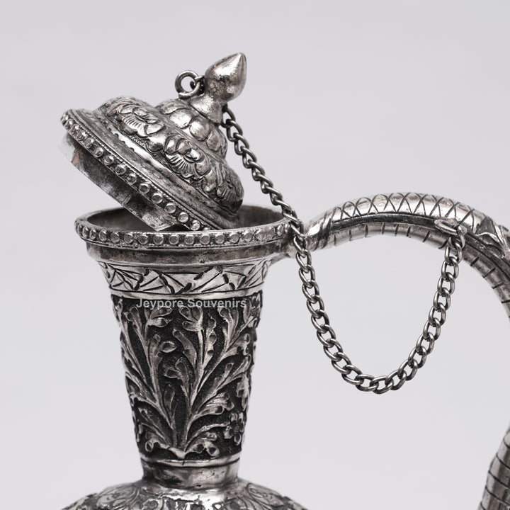 Antique German Silver Hand-Engraved Aftaba Showpiece with Arabic Calligraphy