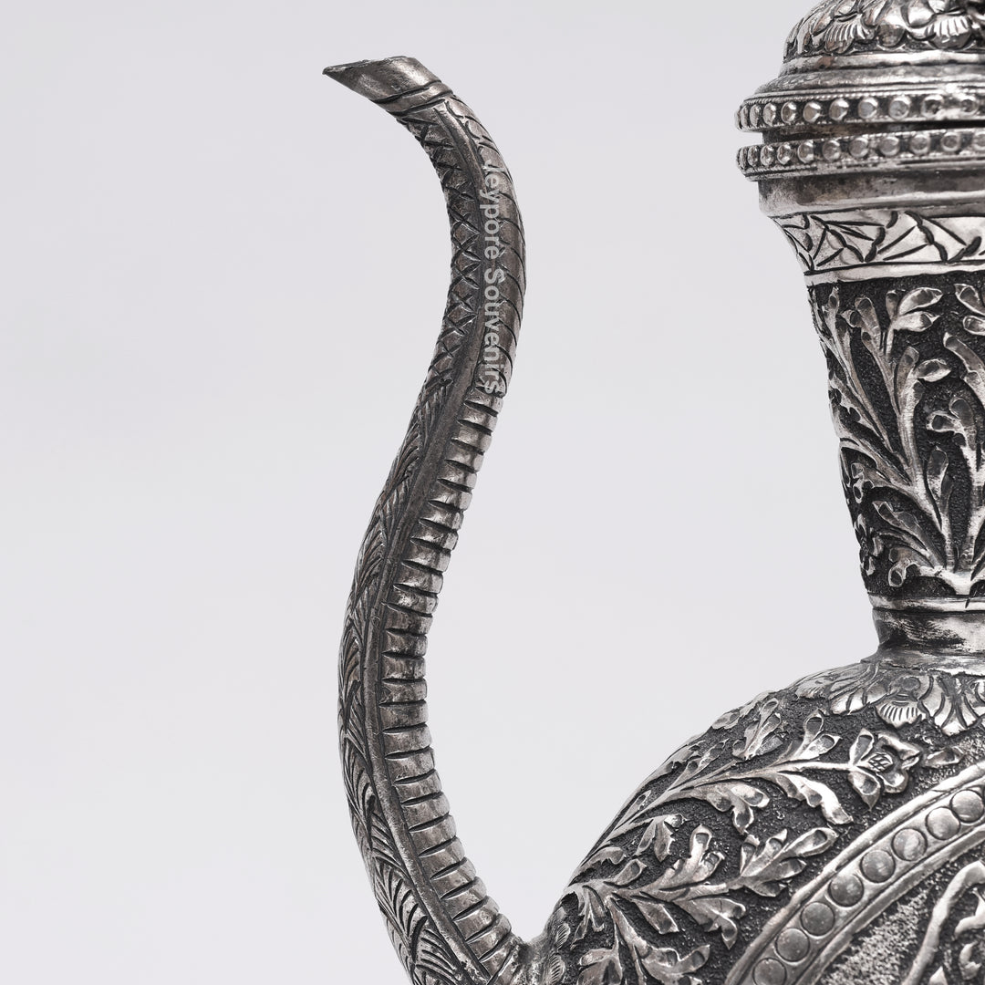 Antique German Silver Hand-Engraved Aftaba Showpiece with Arabic Calligraphy