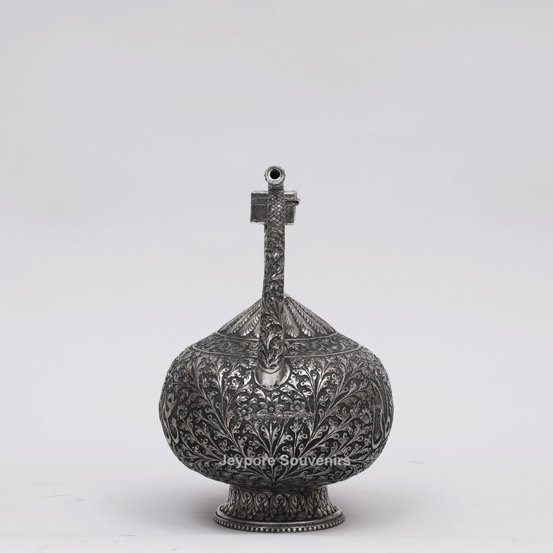 Antique German Silver Royal Hand-Engraved Aftaba Decorative Pitcher Showpiece